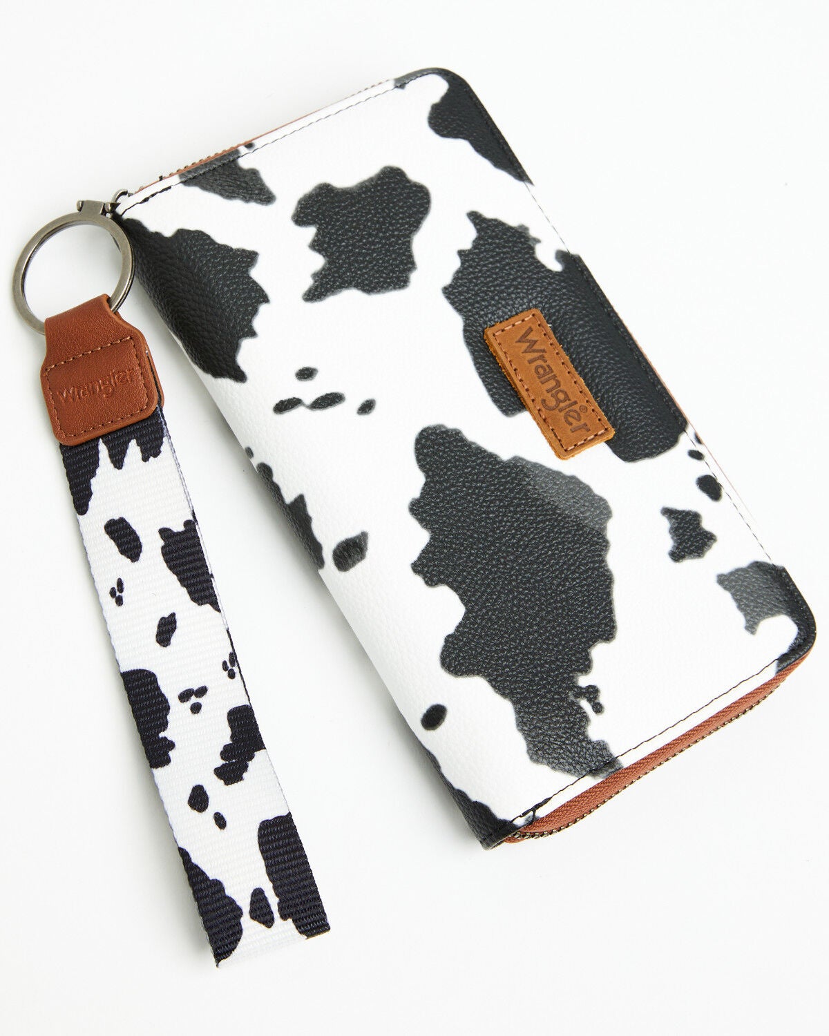 Image #1 - Wrangler Women's Boot Barn Exclusive Daisy Cow Print Wallet, Brown, hi-res