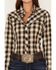 Image #3 - Roper Women's Plaid Print Long Sleeve Pearl Snap Western Shirt, Olive, hi-res