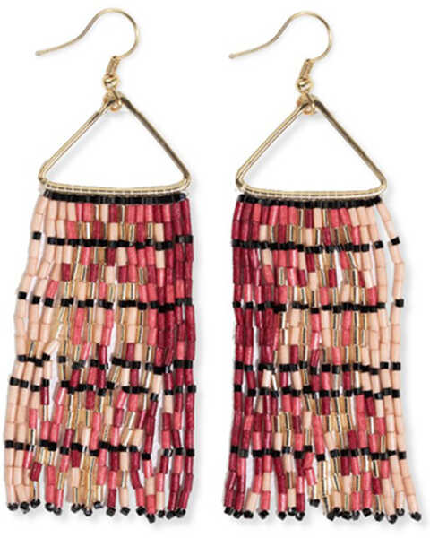 Image #1 - Ink + Alloy Women's Patricia Mixed Luxe Bead Gradient Fringe Earrings, Pink, hi-res