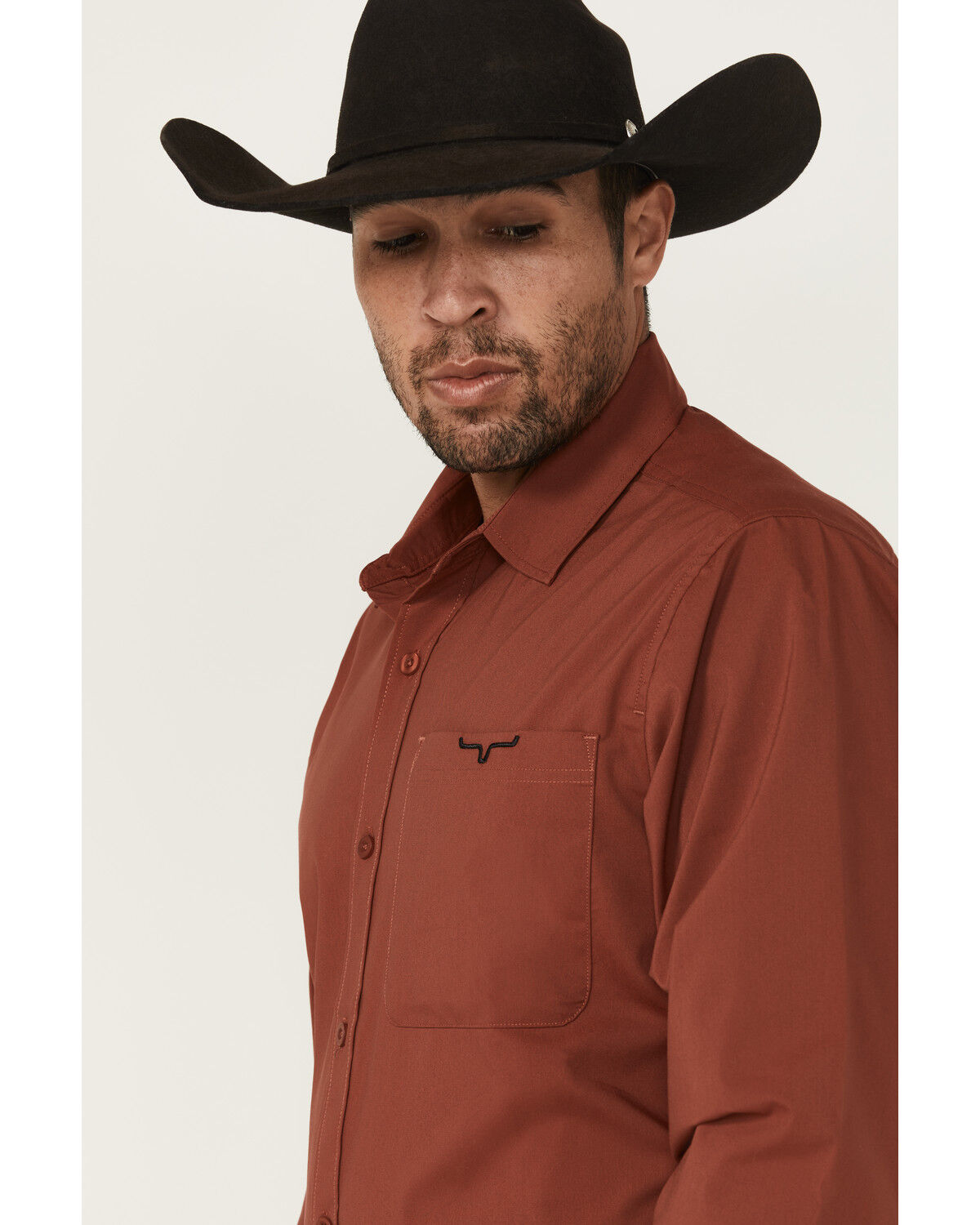Image #2 - Kimes Ranch Men's Linville Solid Long Sleeve Button-Down Stretch Western Shirt, Red, hi-res