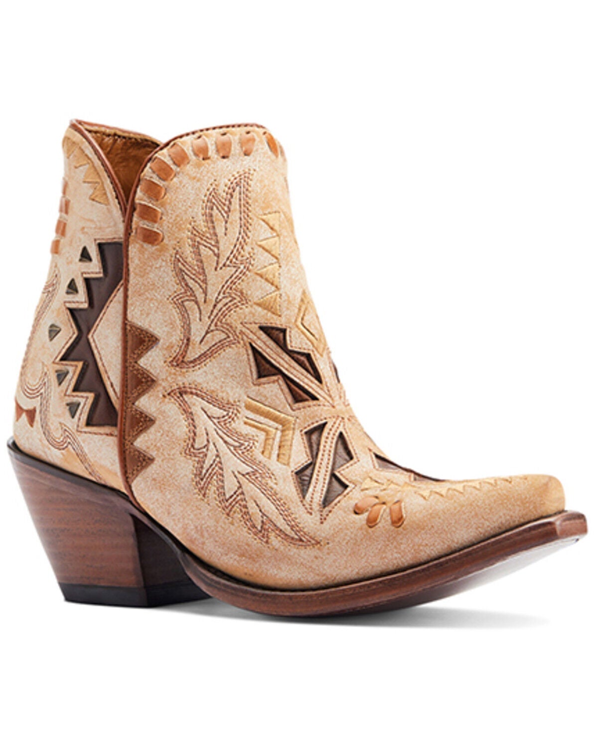 Ariat Women's Mesa Inlay Western Booties - Snip Toe, Beige, hi-res