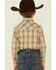 Roper Boys' Plaid Print Long Sleeve Pearl Snap Western Shirt , Orange, hi-res