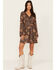 Image #1 - Idyllwind Women's Flora Long Sleeve Floral Dress, Dark Brown, hi-res