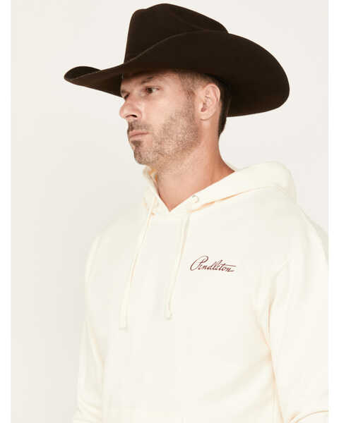 Image #2 - Pendleton Men's Boot Barn Exclusive Tucson Circle Logo Hooded Sweatshirt, Ivory, hi-res