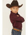 Image #3 - Roper Boys' Paisley Print Long Sleeve Snap Western Shirt, Wine, hi-res