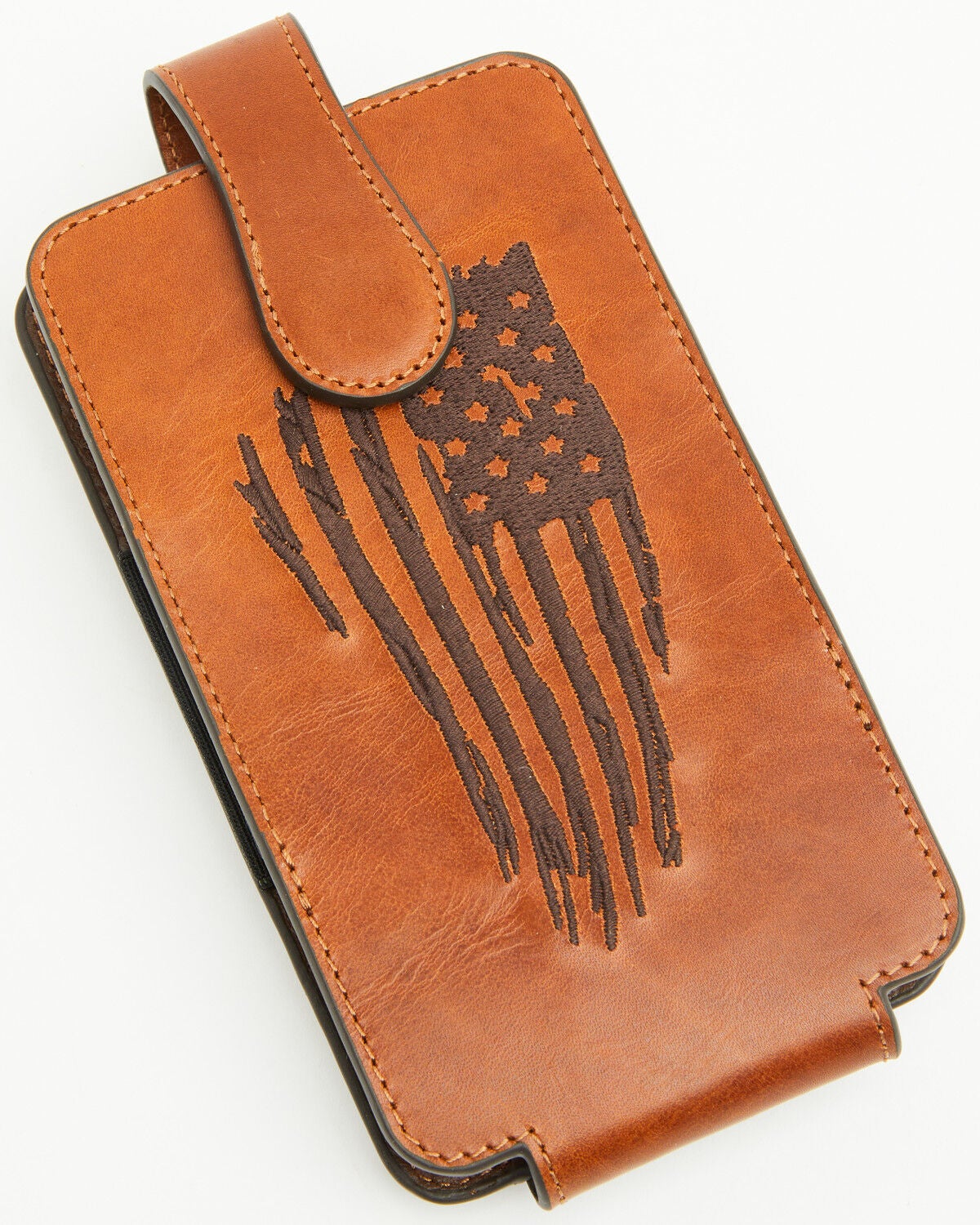 Image #1 - Cody James Men's Conway American Flag Cell Phone Case, Brown, hi-res