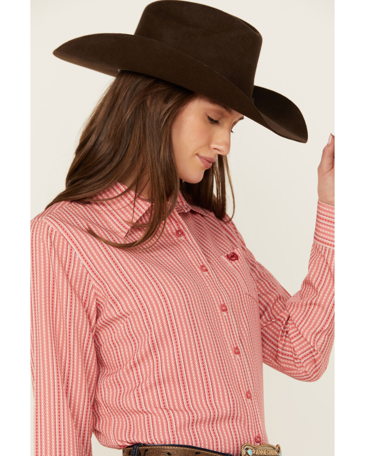 Image #2 - Cinch Women's ARENAFLEX® Striped Long Sleeve Button-Down Western Core Shirt, Red, hi-res