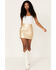 Image #1 - Rock & Roll Denim Women's Metallic Pleather Mini Skirt, Gold, hi-res