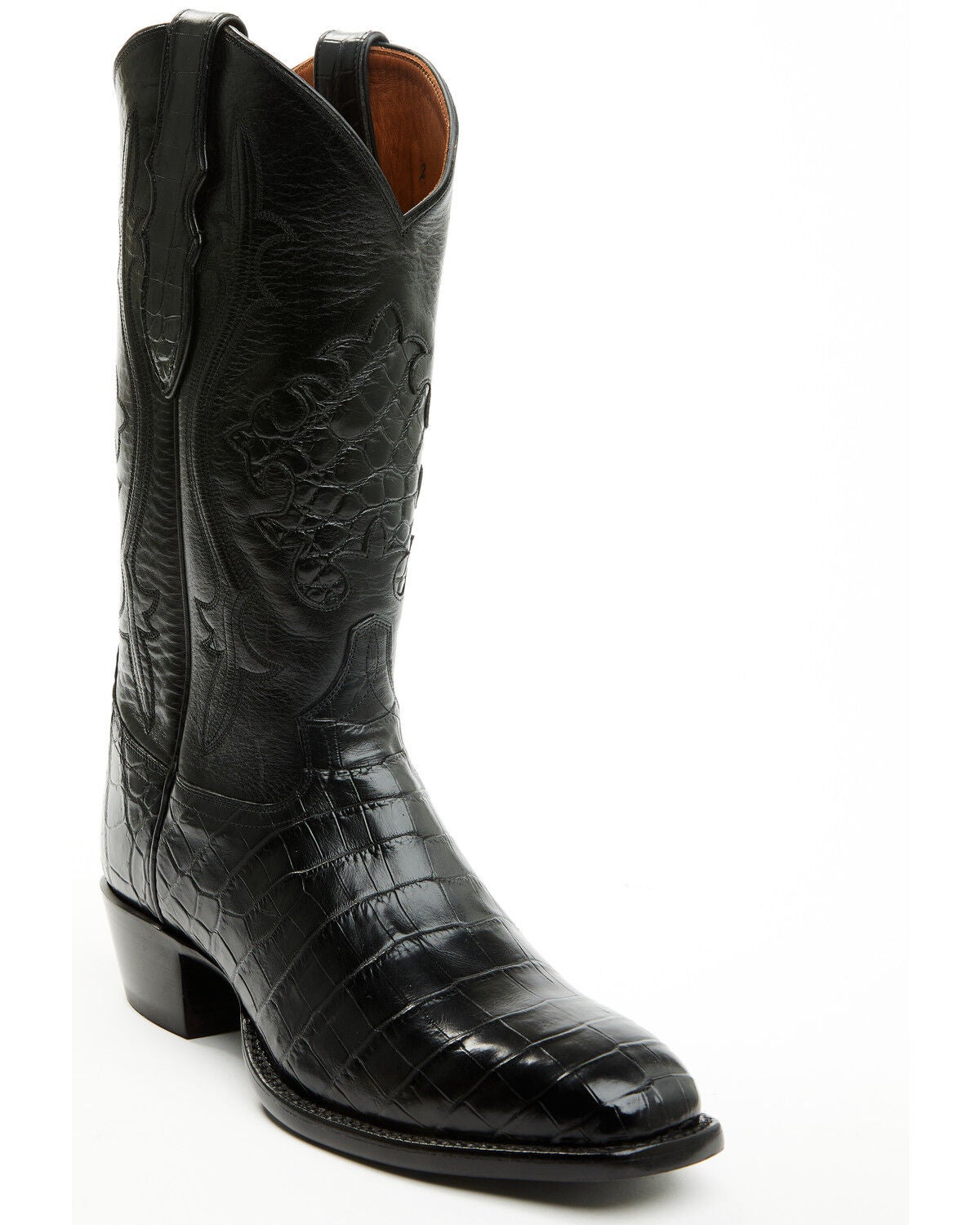 Tony Lama Men's Nile Lightwood Exotic Caiman Western Boots - Square Toe, Black, hi-res