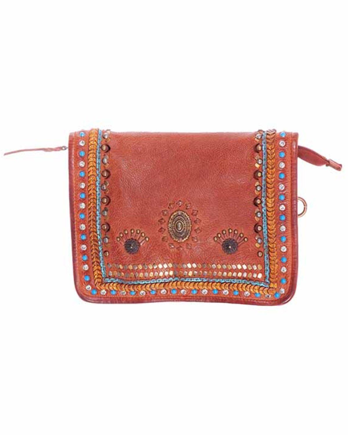 Scully Women's Braided and Studded Crossbody, Cognac, hi-res