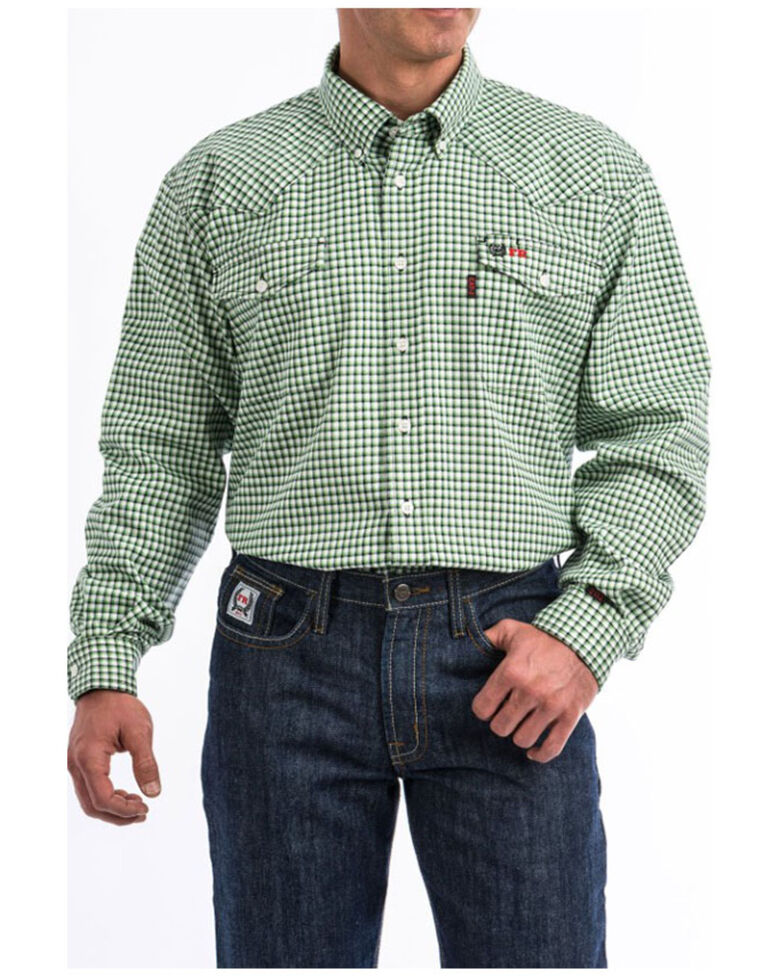 Cinch Men's FR Multi Small Plaid Long Sleeve Snap Work Shirt , Multi, hi-res