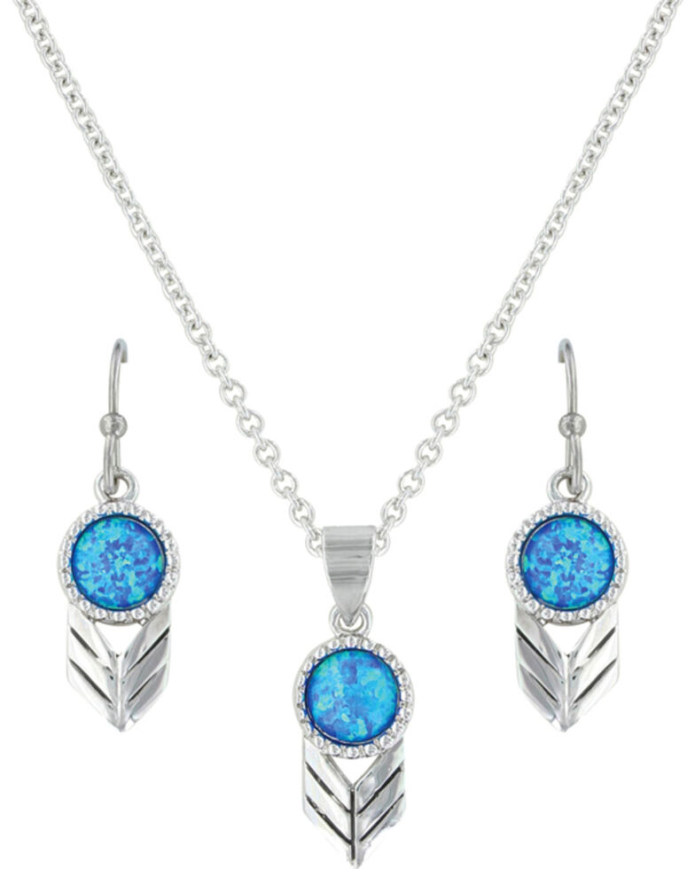 Montana Silversmiths Women's Silver Perfect Sky Flower Jewelry Set , Silver, hi-res