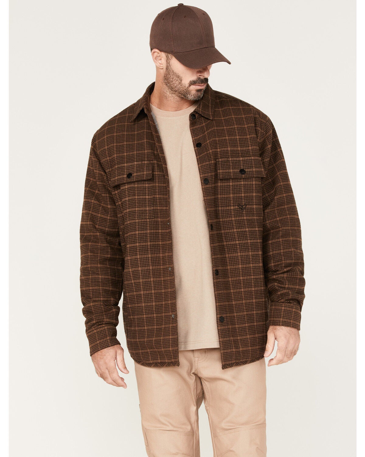 Hawx Men's Sherpa Lined Shirt Jacket, Pecan, hi-res