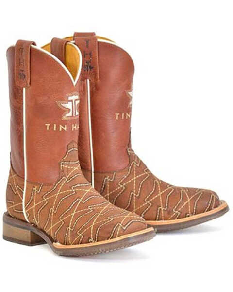 Image #1 - Tin Haul Boys' Lil' Mesquite Western Boots - Broad Square Toe, Brown, hi-res
