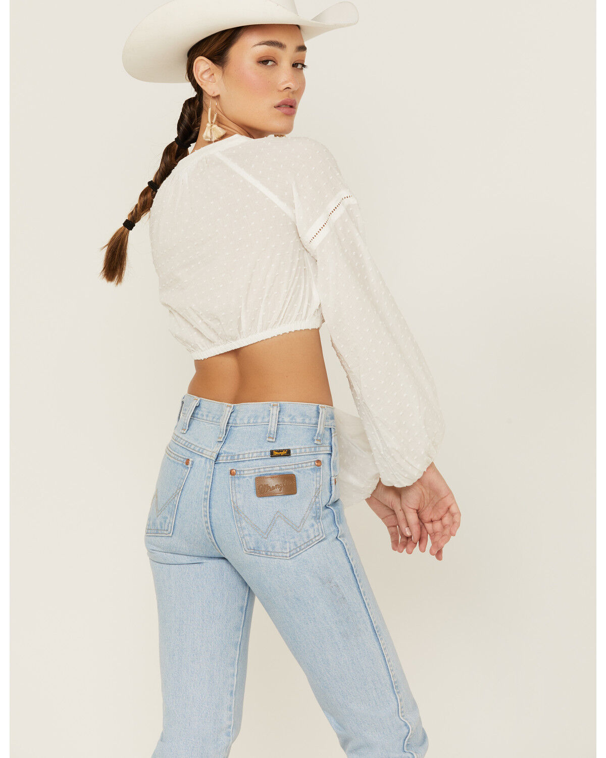 Image #4 - Shyanne Women's Swiss Dot Keyhole Crop Top, White, hi-res