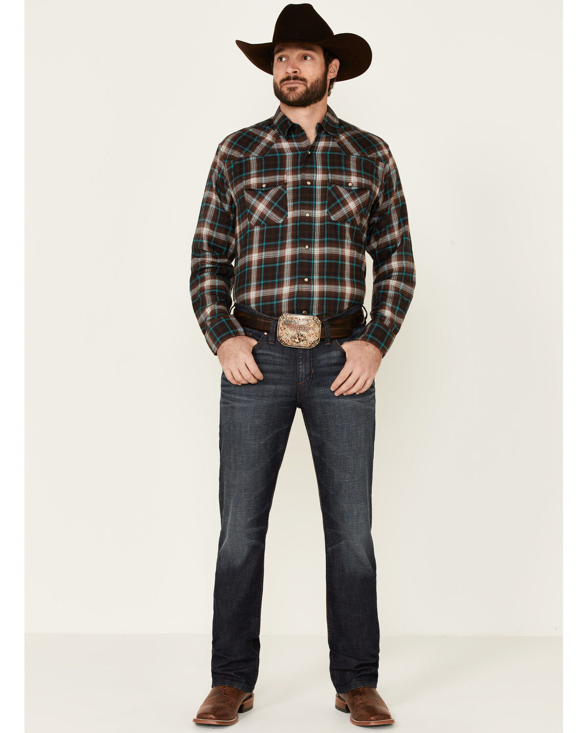 Image #2 - Ariat Men's Harrisburg Retro Plaid Long Sleeve Snap Western Shirt, , hi-res
