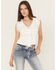Image #1 - Miss Me Women's Ruffle Sleeveless Tie-Front Tank Top, White, hi-res