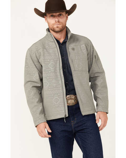 Image #1 - Ariat Men's Vernon 2.0 Softshell Southwestern Jacket, Grey, hi-res