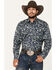 Image #1 - Stetson Men's Paisley Print Long Sleeve Snap Western Shirt, Dark Blue, hi-res