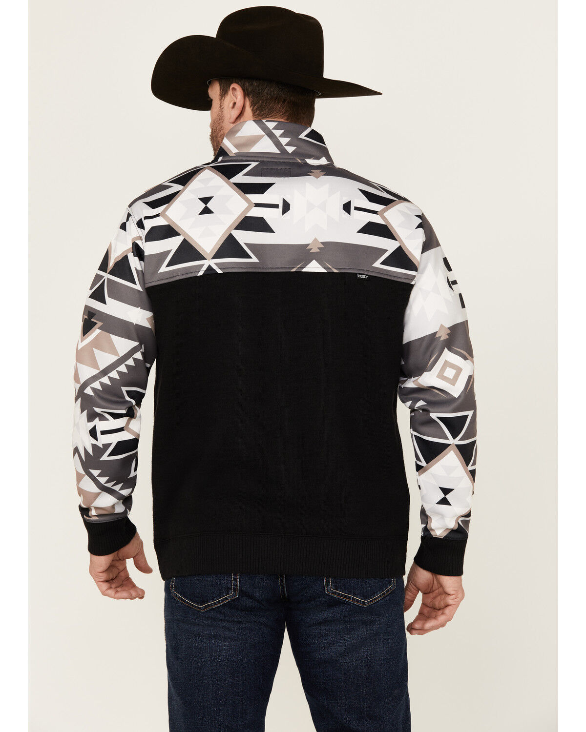 Image #4 - Hooey Men's Stevie Southwestern Block 1/4 Snap Pullover, Black, hi-res