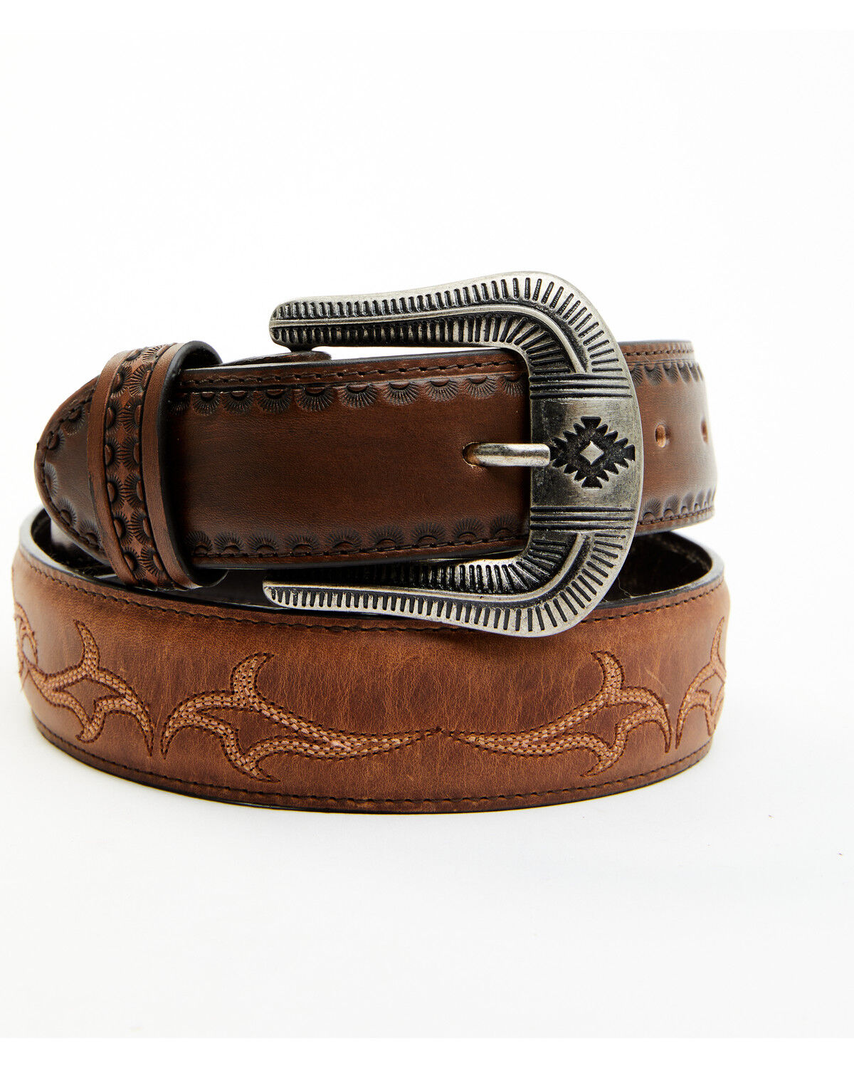 Image #1 - Moonshine Spirit Men's Crazy Horse Vintage Western Belt, Brown, hi-res