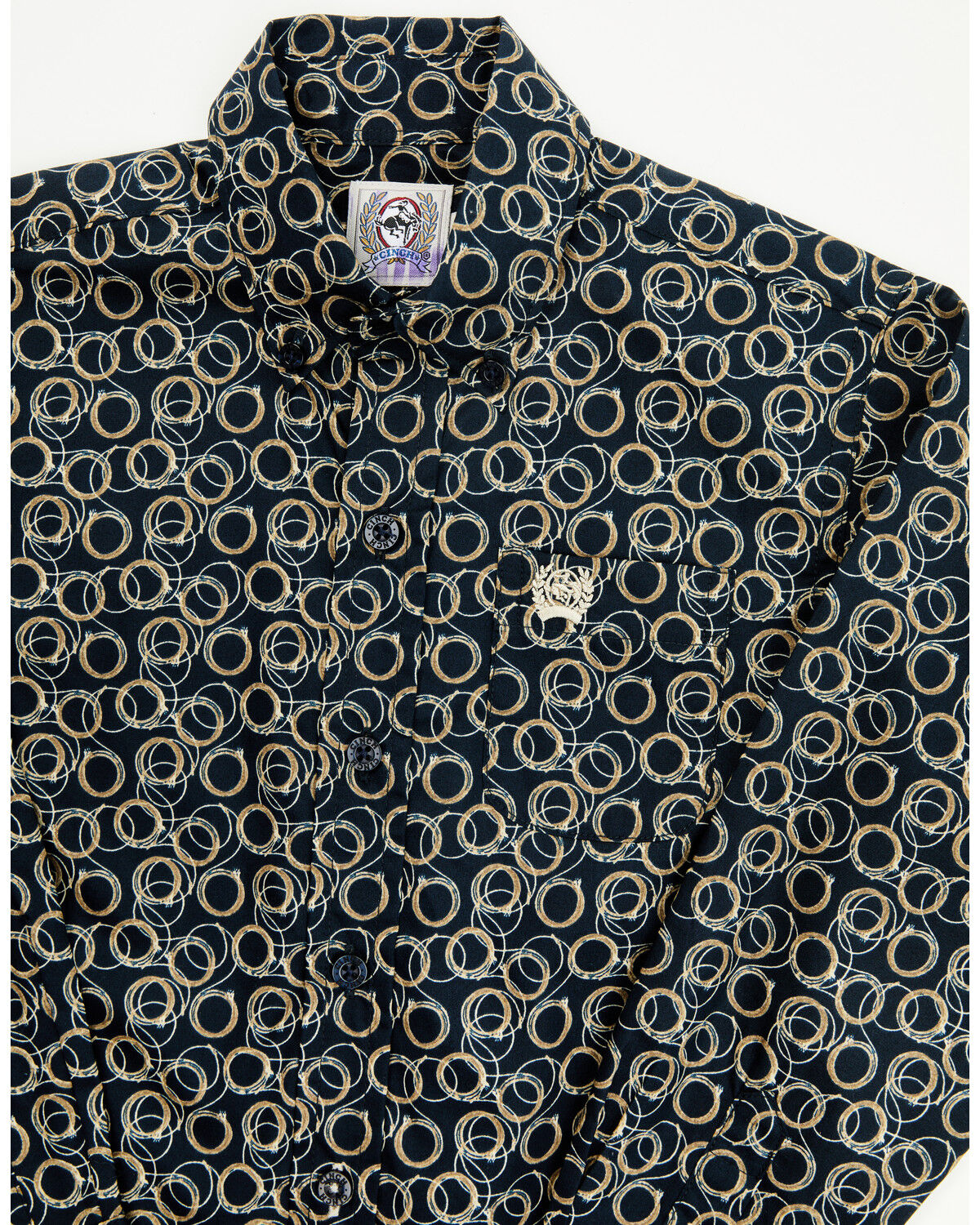 Image #2 - Cinch Toddler Boys' Geo Print Long Sleeve Button-Down Western Shirt, Navy, hi-res