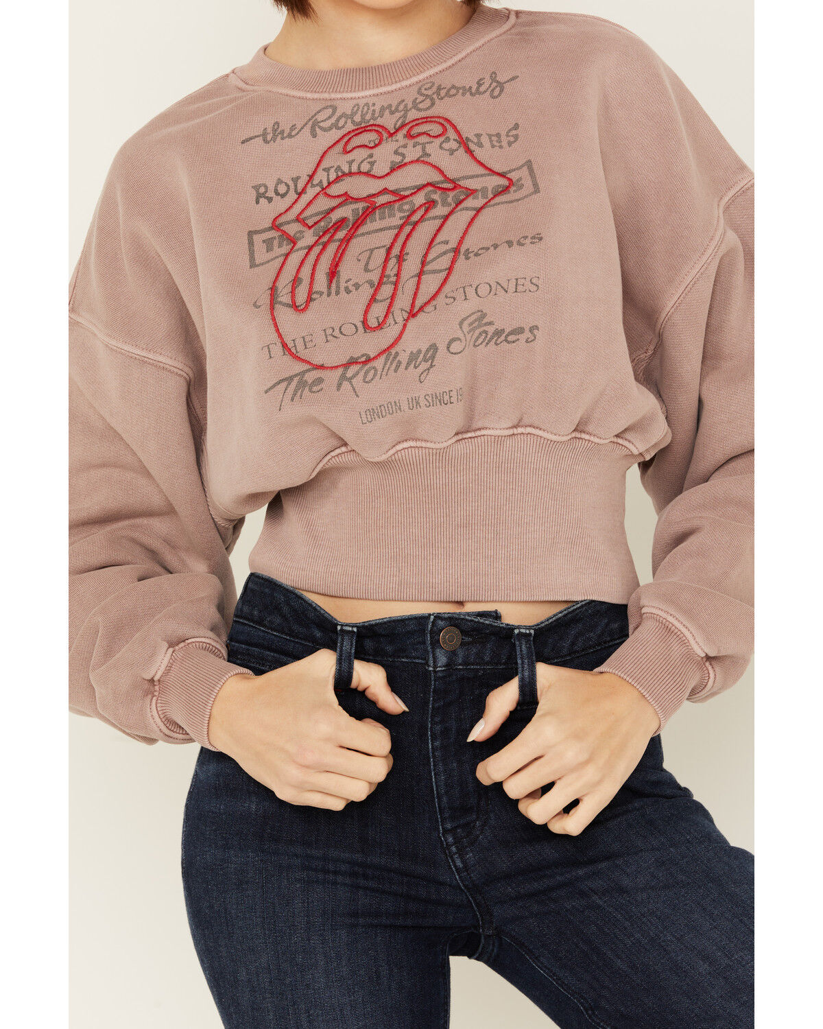 Image #3 - People Of Leisure Rolling Stones Embroidered Cropped Crewneck, , hi-res