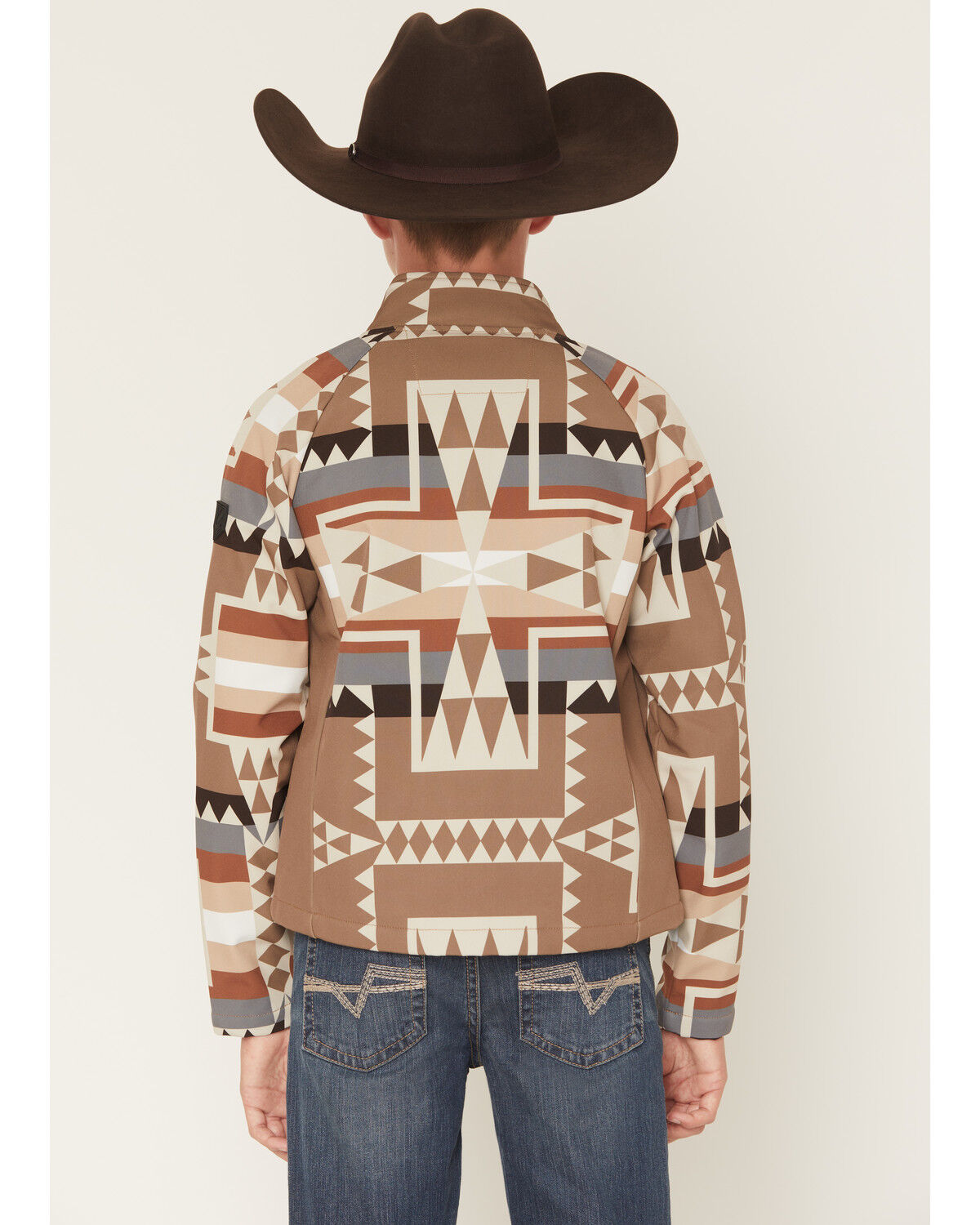 Image #4 - RANK 45® Boys' Cheneka Southwestern Print Softshell Jacket, Tan, hi-res