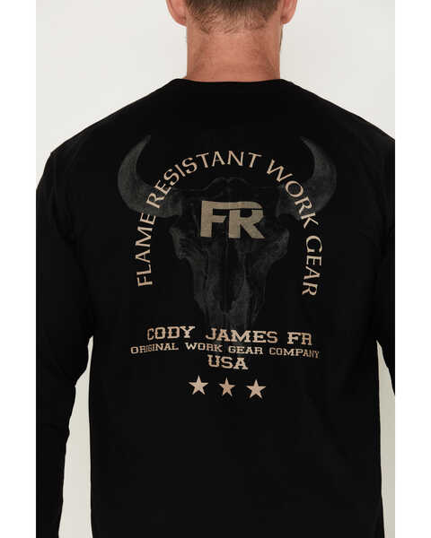 Image #4 - Cody James Men's Bull Skull Logo Graphic Long Sleeve Work T-Shirt , Black, hi-res