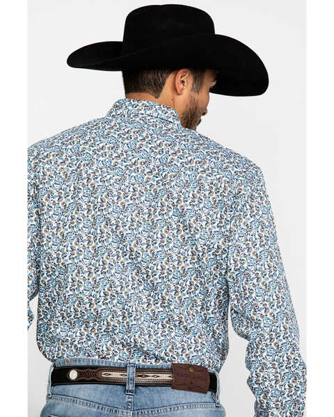 Image #5 - Resistol Men's Tavares Floral Geo Print Long Sleeve Western Shirt , Blue, hi-res
