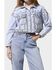 Image #1 - Azalea Wang Women's Jazella Light Wash Denim Studded Jacket, Light Wash, hi-res