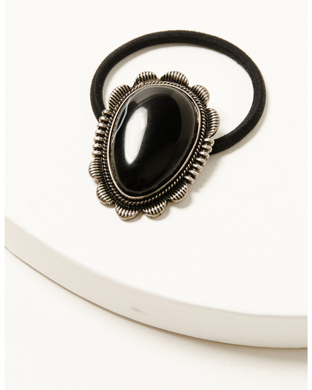Image #2 - Shyanne Women's Onyx Stone Concho Ponytail Holder, Black, hi-res