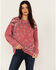 Image #1 - Blended Women's Bandana Print Sweatshirt , Red, hi-res