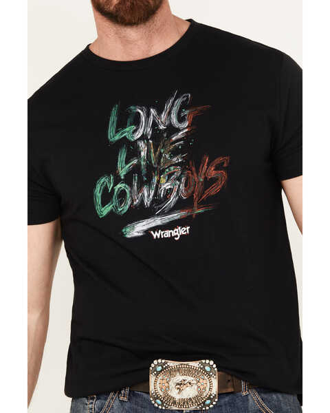 Image #1 - Wrangler Men's Long Live Mexico Short Sleeve Graphic T-Shirt, Black, hi-res