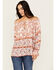 Wild Moss Women's Floral Border Print Off The Shoulder Top , Pink, hi-res