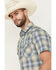 Image #2 - Pendleton Men's Frontier Plaid Print Short Sleeve Snap Stretch Western Shirt, Blue, hi-res