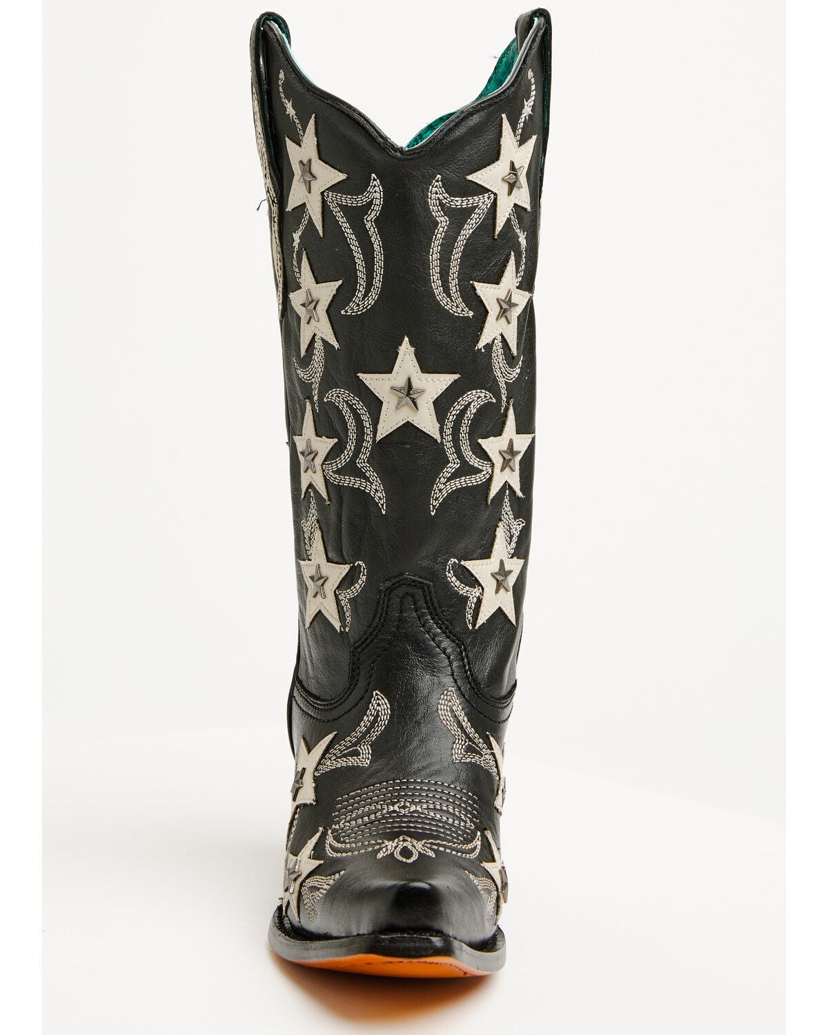 Image #4 - Corral Women's Star Overlay Studded Western Boots - Snip Toe, Black, hi-res