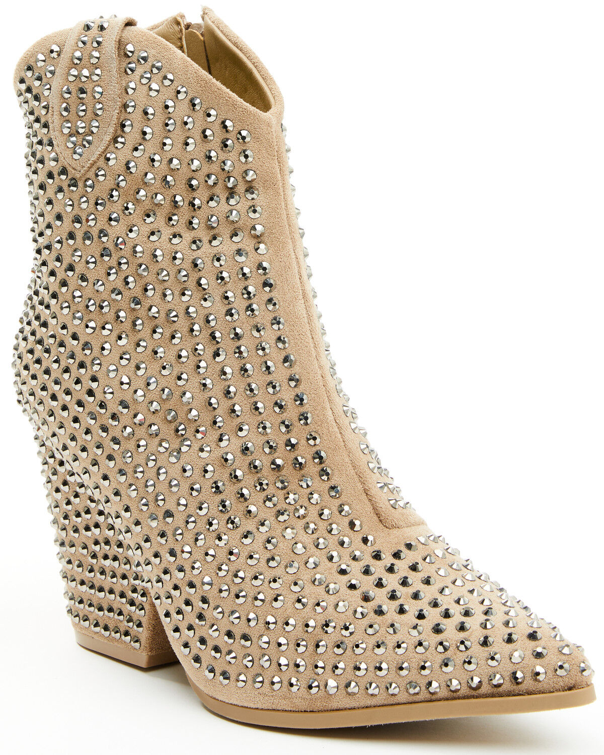 Image #1 - Very G Women's Swagger Rhinestone Booties - Snip Toe, Taupe, hi-res