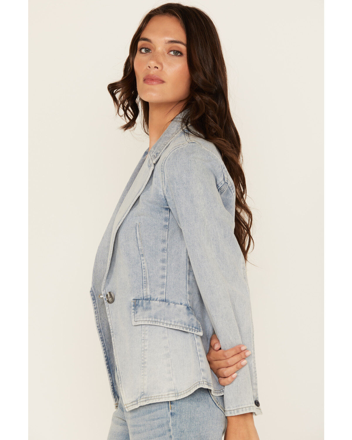 Image #3 - Boom Boom Jeans Women's Light Wash Denim Blazer, Light Wash, hi-res
