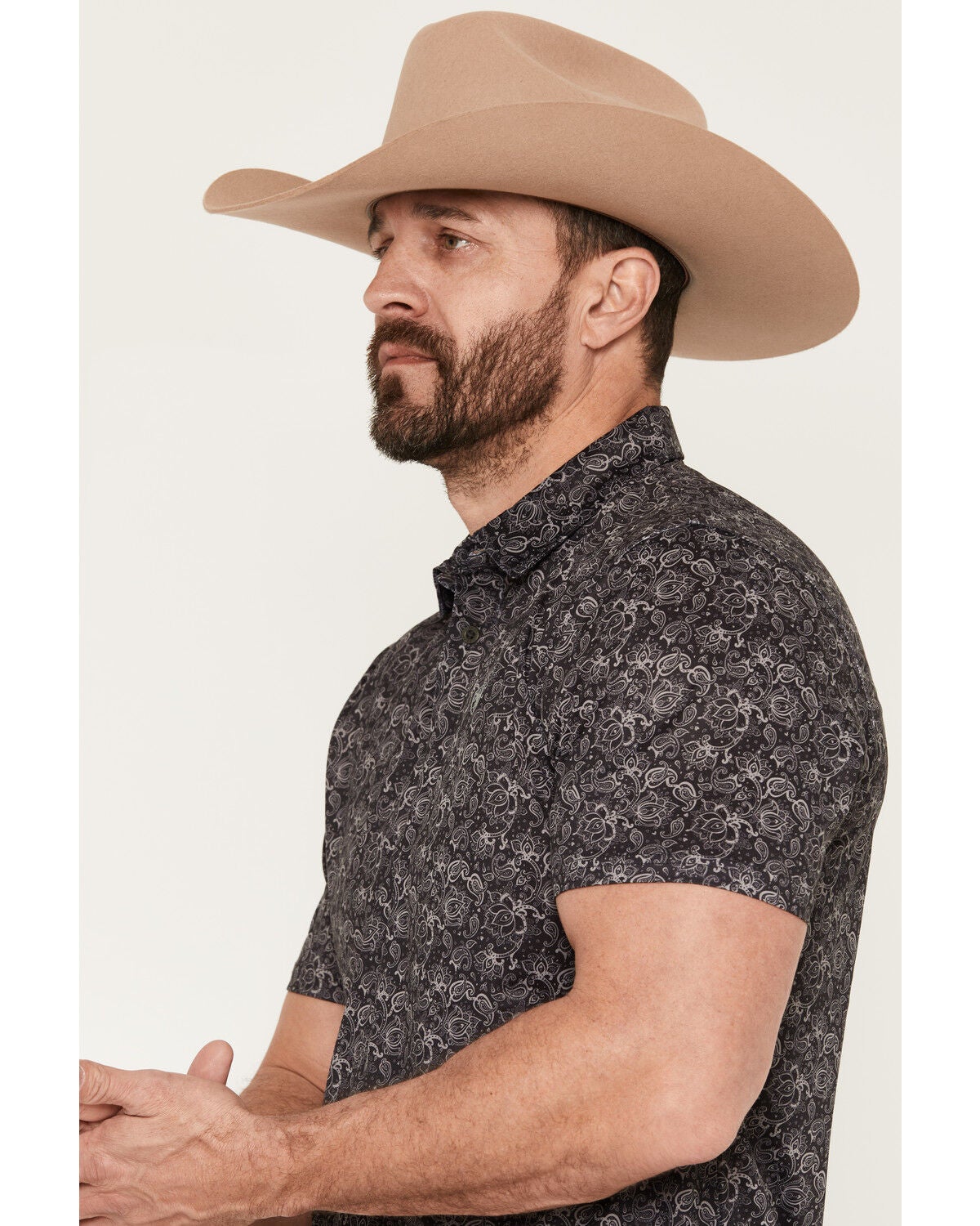 Image #2 - Ariat Men's Paisley Print Short Sleeve Button-Down Polo, , hi-res