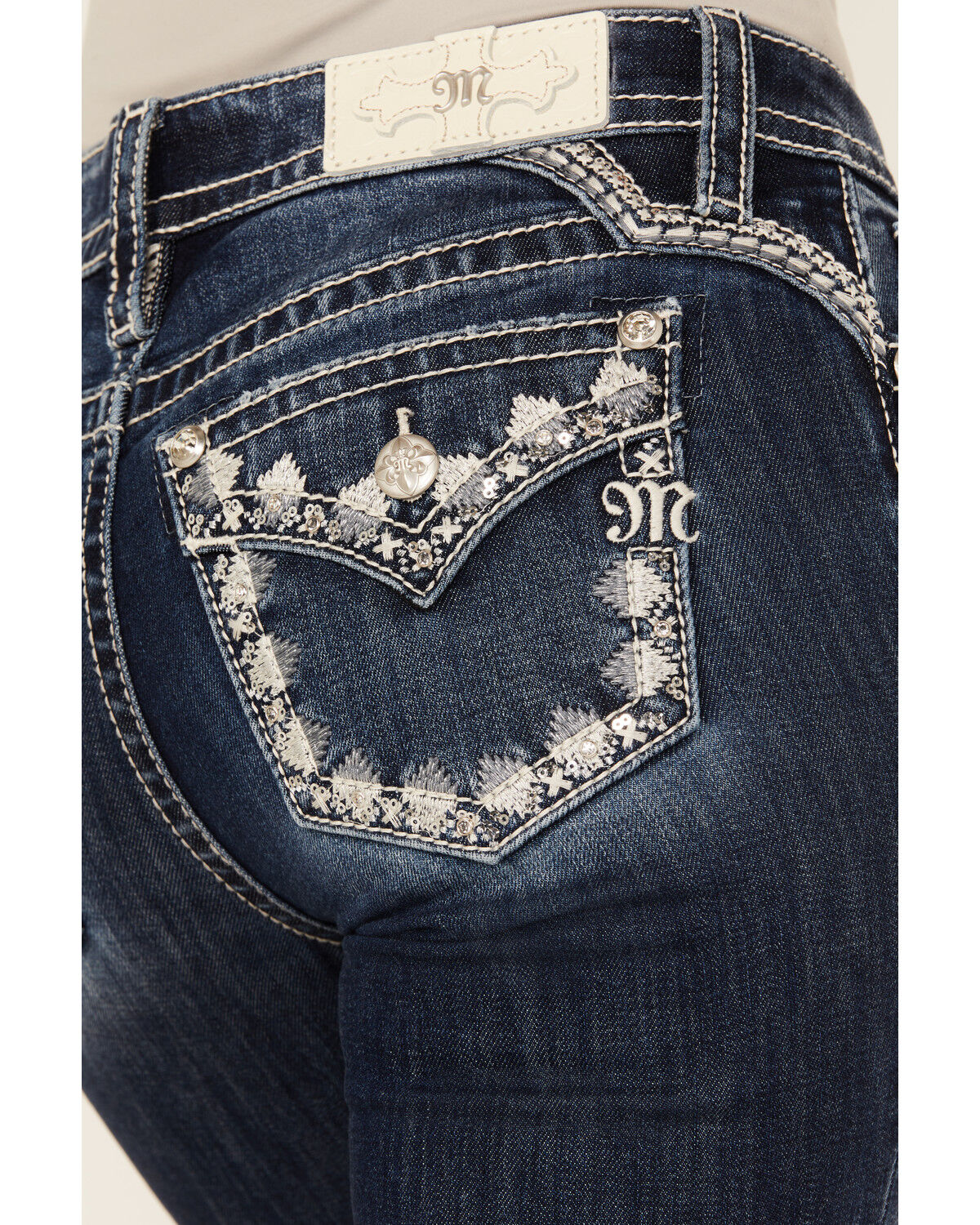 Miss Me Women's Dark Wash Mid Rise Bootcut Stretch Denim