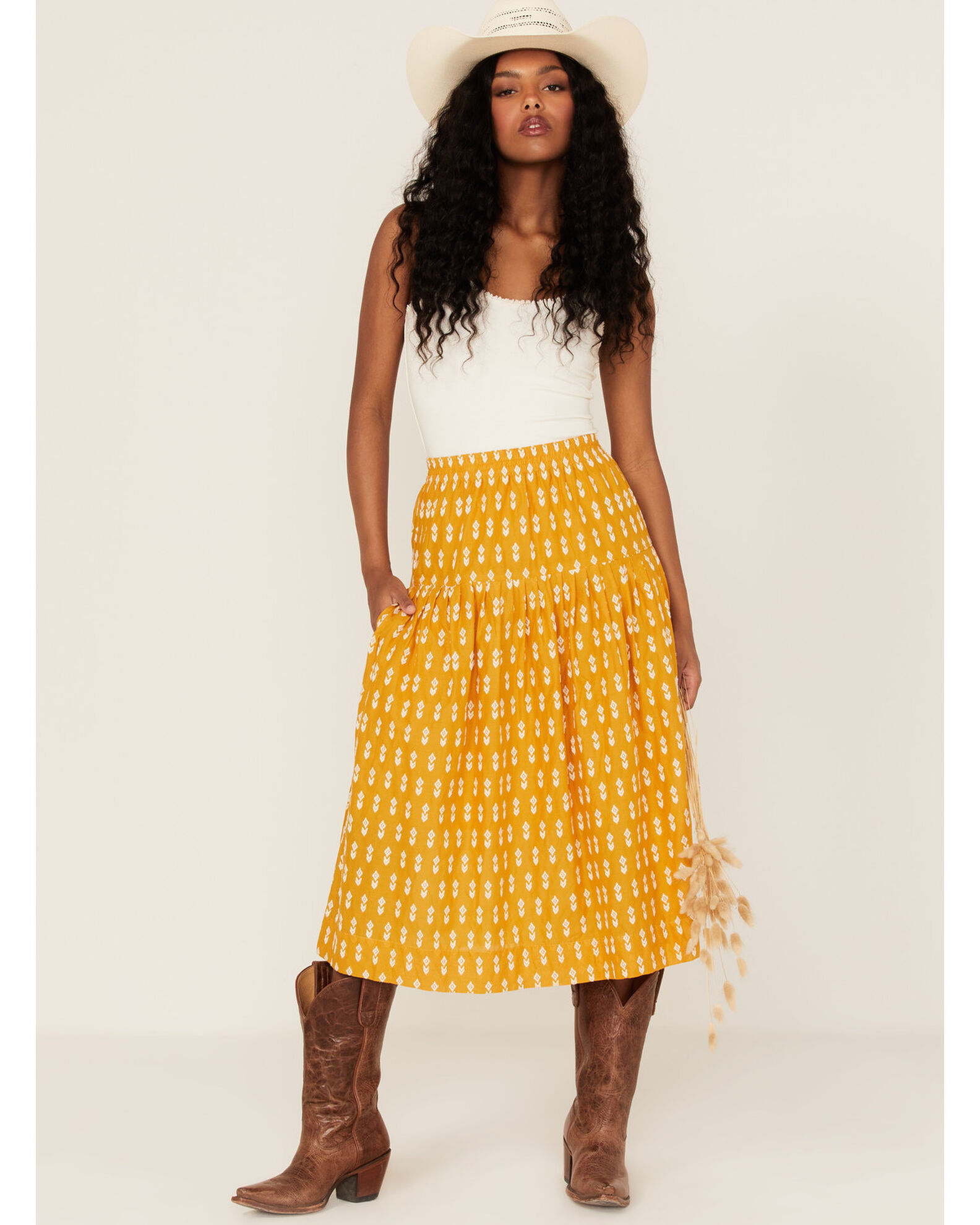 Women's midi skirts yellow outlet