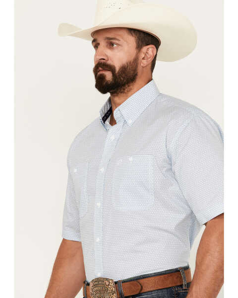 Image #2 - George Strait By Wrangler Men's Geo Print Short Sleeve Button-Down Western Shirt - Tall, Blue, hi-res