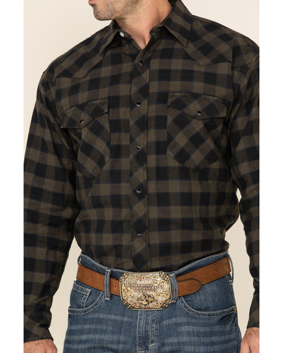 Image #3 - Resistol Men's Black Percy Priest Plaid Long Sleeve Western Shirt, Black, hi-res