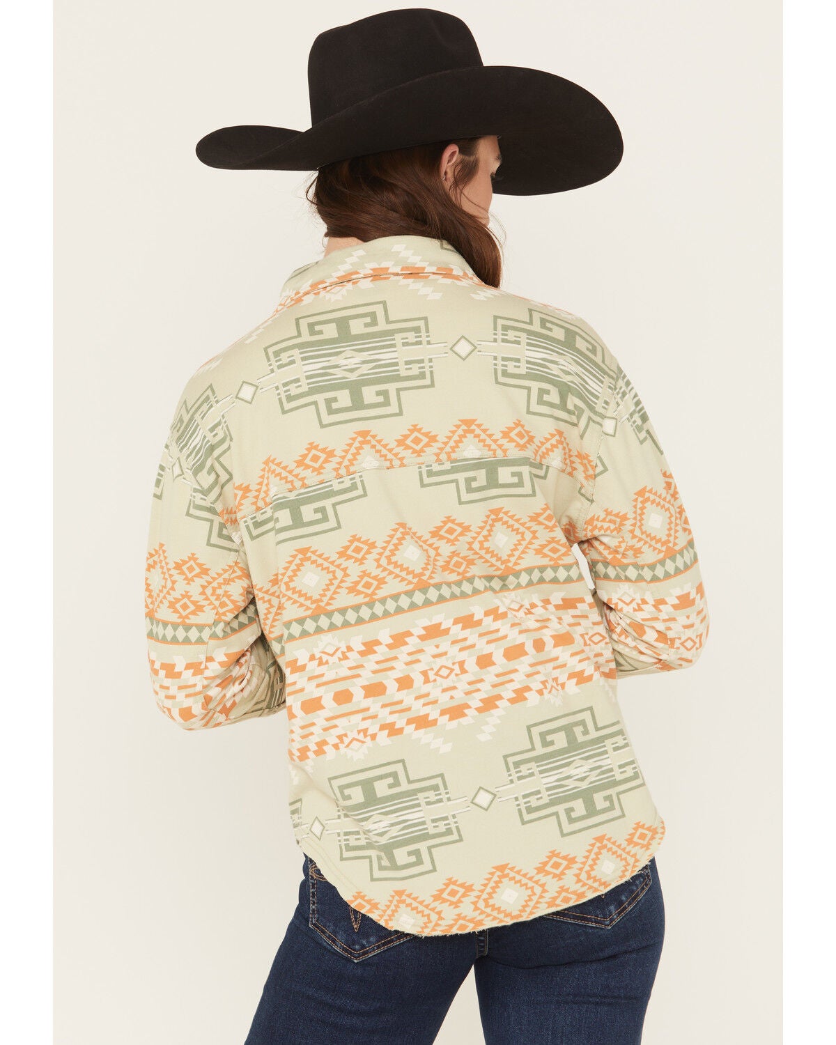 Image #4 - Rock & Roll Denim Women's Southwestern Print Long Sleeve Button-Down Western Shirt, Green, hi-res