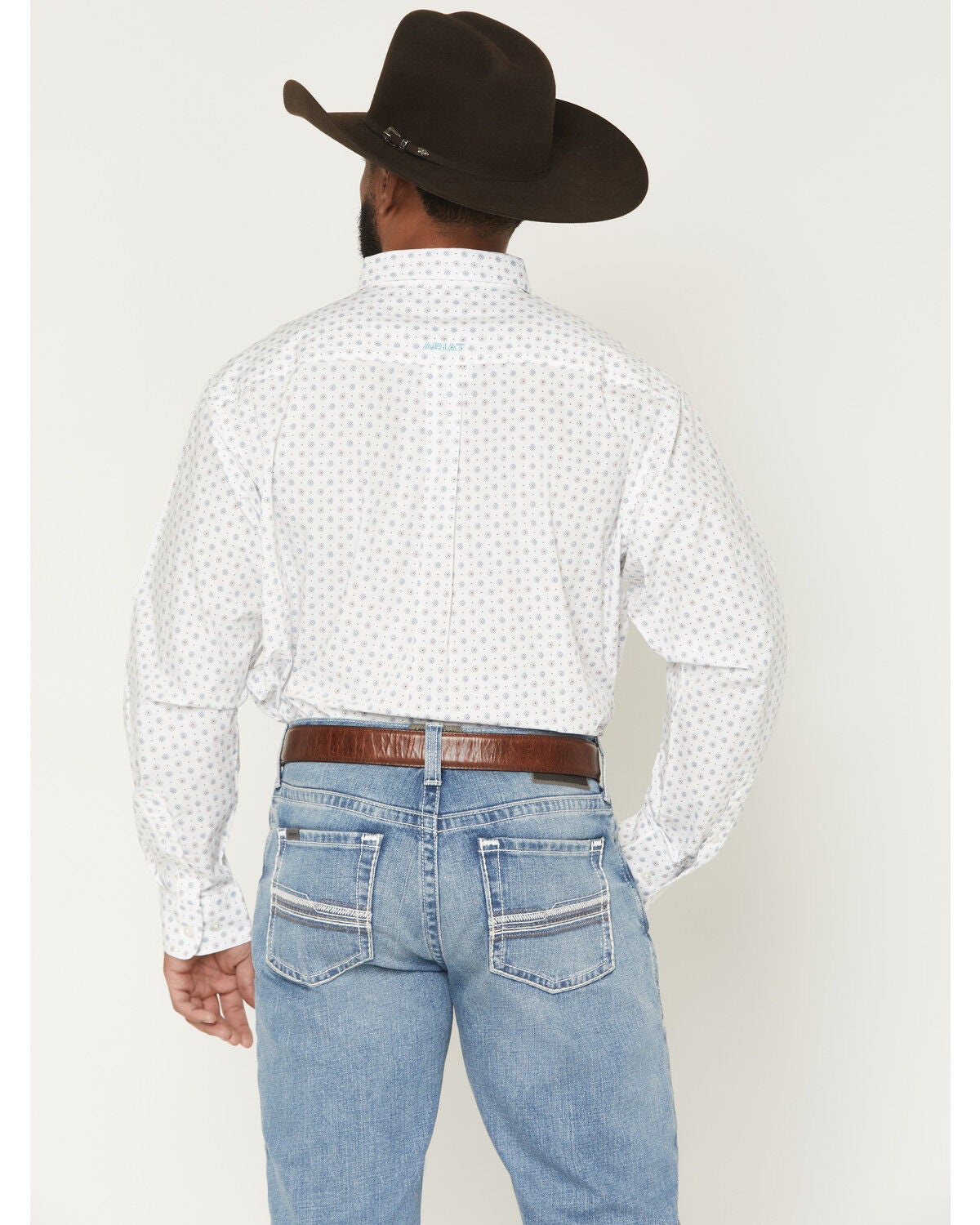 Image #4 - Ariat Men's Jayson Geo Print Long Sleeve Button-Down Western Shirt, White, hi-res