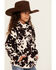 Image #2 - Wrangler Girls' Cow Print Sherpa Pullover, Brown, hi-res