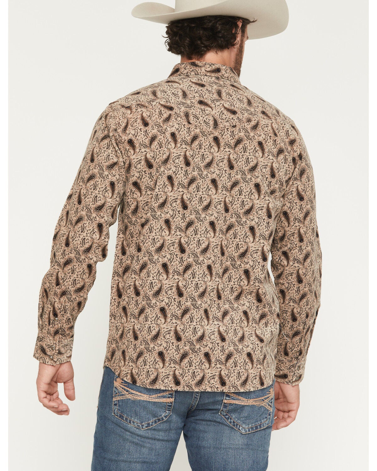 Image #4 - Moonshine Spirit&reg; Men's Pappy Paisley Corduroy Long Sleeve Snap Western Shirt, Tan, hi-res