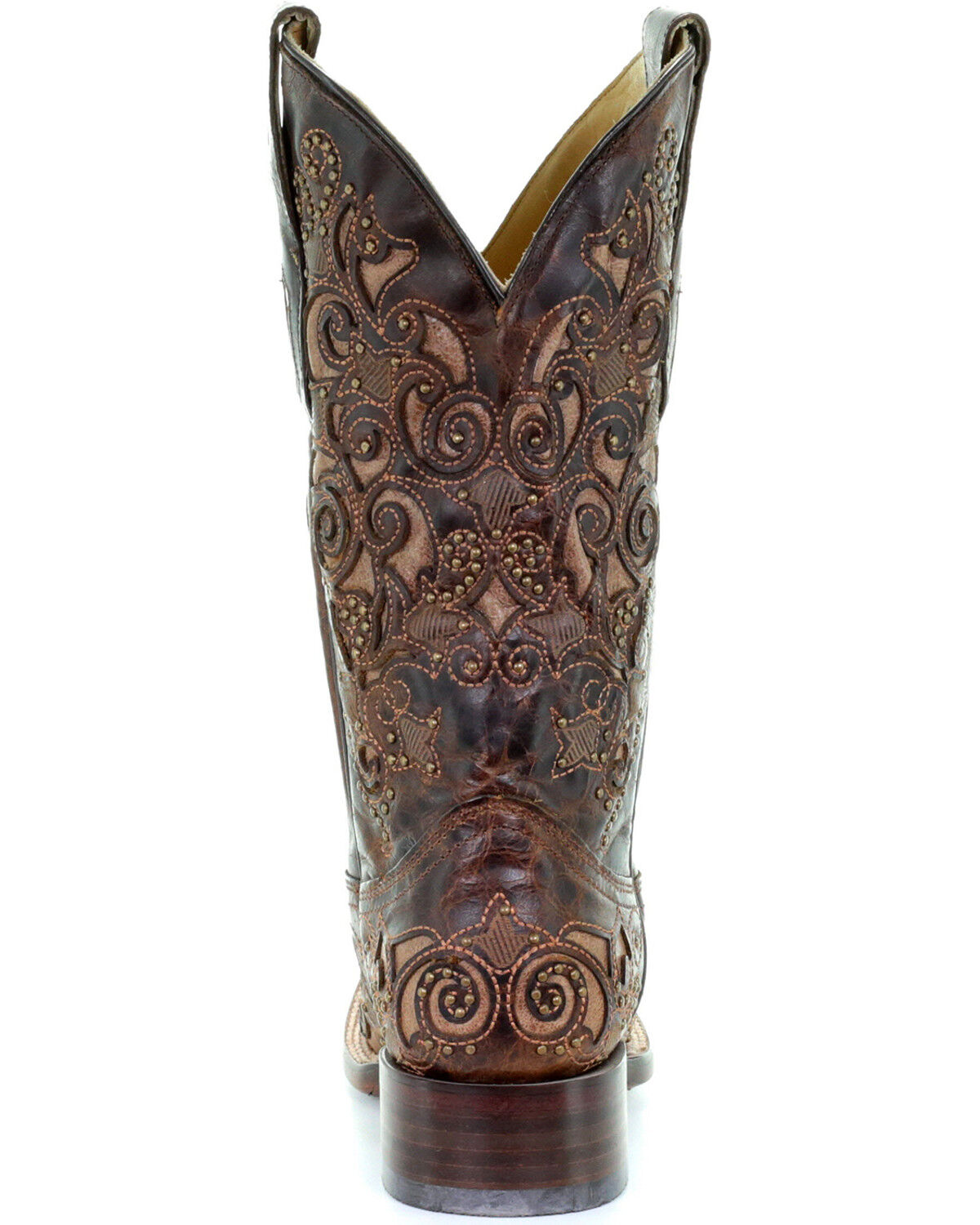 Image #5 - Corral Women's Inlay and Stud Accents Boots - Square Toe, Brown, hi-res