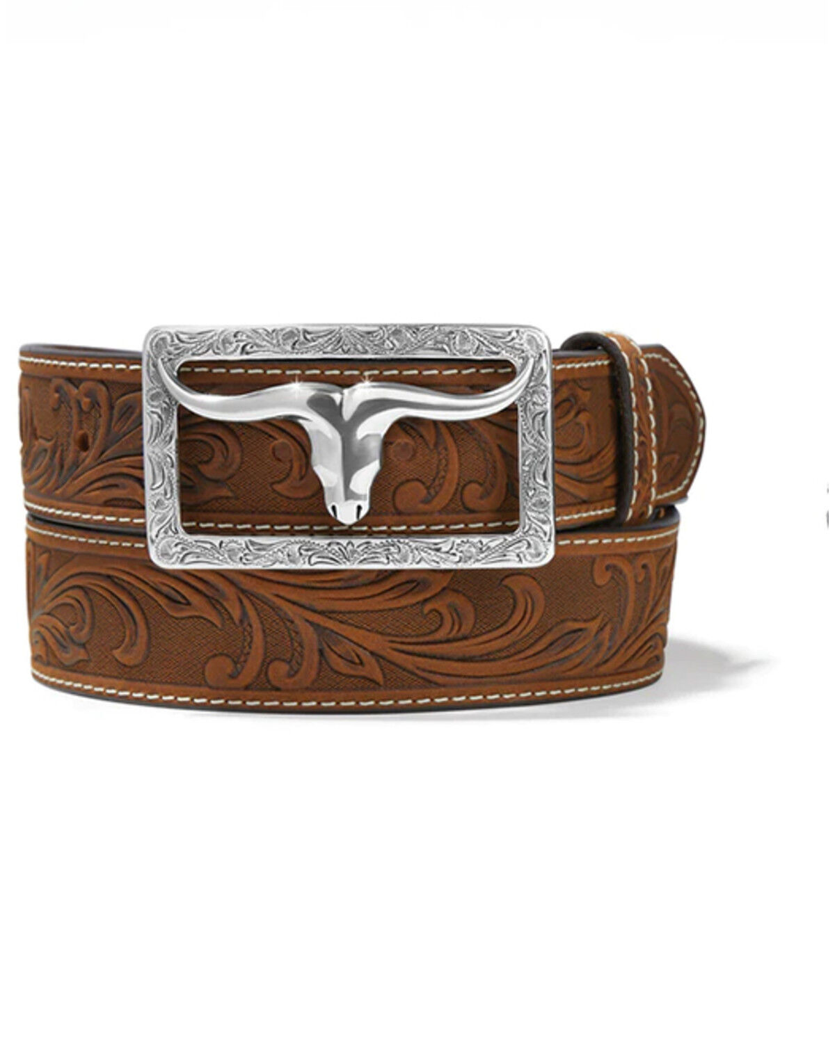 Image #1 - Tony Lama Men's Stockyard Leather Belt, Brown, hi-res